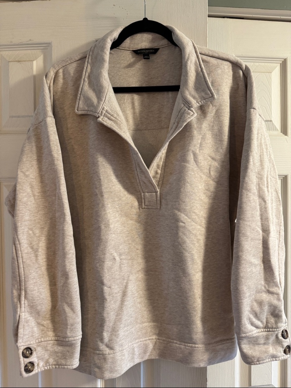 Heathered tan banana republic xl Cozy Collared Pullover Sweatshirt